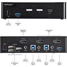 Load image into Gallery viewer, StarTech.com 2 Port DisplayPort KVM Switch - 4K 60Hz - Single Display - Dual Port UHD DP 1.2 USB KVM Switch with Integrated USB 3.0 Hub &amp; Audio-Dell HP Apple Lenovo-TAA Compliant (SV231DPU34K), Black_7312
