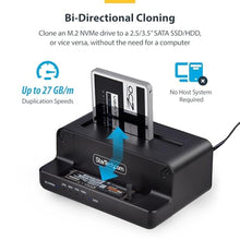 Load image into Gallery viewer, StarTech M.2 NVMe to 2.5/3.5in SATA Duplicator Dock, 27GB/min, USB 10Gbps, Black_4260
