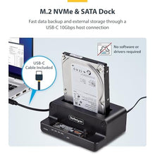 Load image into Gallery viewer, StarTech M.2 NVMe to 2.5/3.5in SATA Duplicator Dock, 27GB/min, USB 10Gbps, Black_4261
