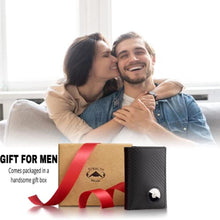 Load image into Gallery viewer, Stealth Mode Leather Trifold Wallet for Men, Airtag Holder &amp; RFID Blocking, CarbonFiber_7811
