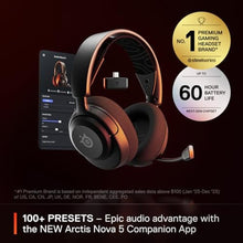 Load image into Gallery viewer, SteelSeries Arctis Nova 5 Wireless Multi-System Gaming Headset Neodymium Magnetic Drivers 100+ Audio Presets 60 HR Battery 2.4GHz or BT ClearCast Gen2.X Mic PC, PS5, PS4, Switch, Mobile, Black_4933
