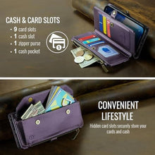 Load image into Gallery viewer, Strapurs Wallet Case Compatible with iPhone 17 6.3" RFID Blocking 9-Card Holder Soft PU Leather Magnetic Snap Shoulder Strap Zipper Pocket Phone Case Fit for iPhone 17 for Women - Purple_3459
