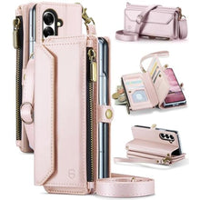 Load image into Gallery viewer, Strapurs Wallet Case Compatible with Samsung Galaxy Z Fold 7 with RFID Blocking Card Holder Slot Soft PU Leather Shoulder Strap Zipper Pocket Purse Galaxy Z Fold7 Phone Case, Rose Gold, RoseGold_1
