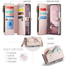 Load image into Gallery viewer, Strapurs Wallet Case Compatible with Samsung Galaxy Z Fold 7 with RFID Blocking Card Holder Slot Soft PU Leather Shoulder Strap Zipper Pocket Purse Galaxy Z Fold7 Phone Case, Rose Gold, RoseGold_1084
