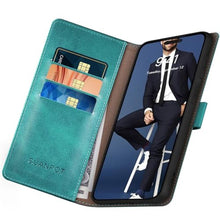 Load image into Gallery viewer, SUANPOT Compatible with iPhone 17 6.3" Wallet case with RFID Blocking Credit Card Holder,Flip Book PU Leather Protective Cover Women Men for Apple 17 Phone case Blue Green_25
