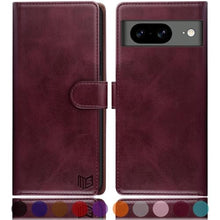 Load image into Gallery viewer, SUANPOT for Google Pixel 8 5G Wallet case with RFID Blocking Credit Card Holder,Flip Book PU Leather Protective Cover Women Men for Pixel 8 Phone case Wine Red, WineRed_1

