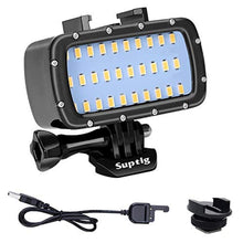 Load image into Gallery viewer, Suptig Waterproof Light Underwater Light for Gopro Hero 13, Hero 12,11,10, 9, 8, 7, 6, 5, 4, 3,2, DJI osmo, Akaso, Insta 360 and Canon Nikon Sony Olympus SLR Cameras Waterproof 180ft(55m), black_1
