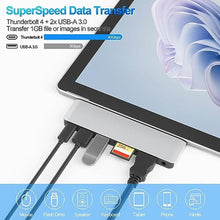 Load image into Gallery viewer, Surface Docking Station with 4K HDMI, USB-C Thunderbolt 4 (Display+Data+100W PD), 2 USB 3.0, 3.5mm Audio, SD/TF Card Reader, Sliver_7692
