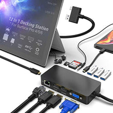 Load image into Gallery viewer, Surface Pro Dock for Surface Pro 4/Pro 5/Pro 6 USB Hub Docking Station with Gigabit Ethernet, 4K HDMI VGA DP Display, 3xUSB 3.0, Audio Out, USB C, SD/TF Card Slot Combo Dock Only for Surface Pro 4/5/6_1
