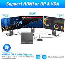Load image into Gallery viewer, Surface Pro Dock for Surface Pro 4/Pro 5/Pro 6 USB Hub Docking Station with Gigabit Ethernet, 4K HDMI VGA DP Display, 3xUSB 3.0, Audio Out, USB C, SD/TF Card Slot Combo Dock Only for Surface Pro 4/5/6_2973

