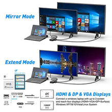 Load image into Gallery viewer, Surface Pro Dock for Surface Pro 4/Pro 5/Pro 6 USB Hub Docking Station with Gigabit Ethernet, 4K HDMI VGA DP Display, 3xUSB 3.0, Audio Out, USB C, SD/TF Card Slot Combo Dock Only for Surface Pro 4/5/6_2974
