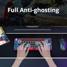 Load image into Gallery viewer, surmen 60% Gaming Keyboard 60 Percent, Wired Mini Mechanical Keyboard with Linear Red Switches PBT Keycaps for PC Gamer Typist (Blue Samurai B/Rainbow Led), BlueSamuraiBRainbowLed_6211
