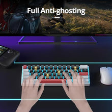 Load image into Gallery viewer, surmen 60% Mechanical Gaming Keyboard with Linear Red Switch, Wired Mini Compact Keyboard 60 Percent Backlit for Laptop Desktop PC Gamers 61 Black-Ice Blue, BlackIceBlue_6046
