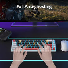 Load image into Gallery viewer, surmen 65% Mechanical Gaming Keyboard with Linear Red Switch, Wired Mini Compact Keyboard 60 Percent Backlit for Laptop Desktop PC Gamers68 Black-Ice Blue, BlackIceBlue_6079
