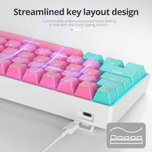 Load image into Gallery viewer, surmen 65% Percent Gaming Keyboard Mechanical with Linear Red Switch, 68-Keys Pink Mini Gaming Keyboard 60 Percent LED Light Backlit PBT Keycaps for Laptop Desktop PC Gamers (68 Miami)_6287
