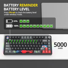 Load image into Gallery viewer, surmen M75 75% Wireless Creamy Keyboard with Gasket, Pre-lubed Triple Mode Bluetooth Mechanical Gaming Keyboard BT5.0/2.4Ghz/USB with Sound Absorbing Pads Hot-Swap(Shadow Red), ShadowRed_6091
