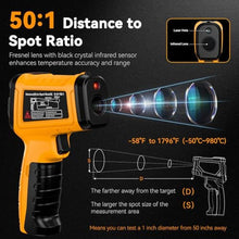 Load image into Gallery viewer, Surpeer 50:1 Infrared Thermometer IR Laser Gun, -58F to 1796F, Digital Temperature Gun/K-Type Probe -4F to 932F &amp; Humidity Sensor for Cooking, Pizza Oven BBQ HVAC Home-Industrial Use, FtoFFtoF_5041
