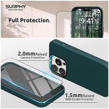 Load image into Gallery viewer, SURPHY Faux Leather Designed for iPhone 14 Pro Max Case with Screen Protector (6.7 inch), Metallic Buttons &amp; Microfiber Lining Leather Phone Case for 14 Pro Max, Forest Green, ForestGreen_8193
