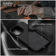 Load image into Gallery viewer, SURPHY Leather Phone Case for iPhone 14 Pro Max Case, with Screen Protector, Metallic Buttons, Microfiber Lining, Black_8173
