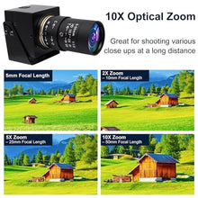Load image into Gallery viewer, SVPRO 8MP USB Camera, Manual Focus Webcam with Varifocal 5-50mm CS Mount Lens-10X Zoom External Camera for Laptop PC Computer, UVC Plug and Play UVC_8409
