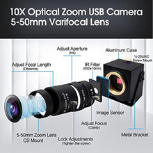 Load image into Gallery viewer, SVPRO 8MP USB Camera, Manual Focus Webcam with Varifocal 5-50mm CS Mount Lens-10X Zoom External Camera for Laptop PC Computer, UVC Plug and Play UVC_8410

