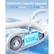 Load image into Gallery viewer, SWEETFULL Portable Neck Fan: 5200mAh Bladeless Personal Fan | 4 Speeds, 20H Max Runtime, No Hair Twist Quiet Wearable Fan for Travel | Birthday Gifts for Men Women Mom Dad, AWhite_7616
