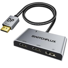 Load image into Gallery viewer, SWITCHFLUX DisplayPort to Dual HDMI with DP Adapter |4K@60Hz| Extended Display 1 in 3 Out MST Hub for Multiple Monitors Compatible with PC,NVIDIA/AMD Graphics Card, silver_1

