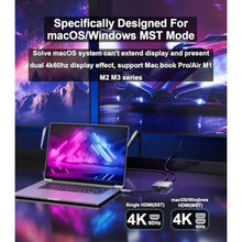 Load image into Gallery viewer, SWITCHFLUX USB C to Dual HDMI Adapter |4k@60Hz| for Mac M1/M2/M3,Displaylink(DL6950) HDMI Spilitter Extended Display for Dual Monitors Compatible with Windows, MacBook Pro/Air,Driver Required, Silver_5033
