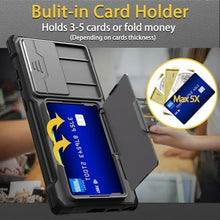 Load image into Gallery viewer, symboly for Samsung Galaxy S24 Ultra Case with Card Holder &amp; Slide Camera Cover &amp; Kickstand, Military Grade Shockproof Silicone TPU Bumper &amp; Hard Back Wallet Case for Samsung S24 Ultra Case, Gray_677

