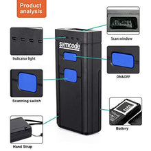 Load image into Gallery viewer, Symcode Bluetooth Wireless Barcode Scanner,Compatible with Bluetooth Function &amp; 2.4GHz Wireless, Portable Barcode Reader Work with Windows, Mac,Android, iOS Phones, Tablets or Computers, LaserDBluetoothScanner_614
