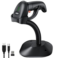Load image into Gallery viewer, Symcode Upgraded Wireless 2D Barcode Scanner with Auto-Sensing Stand,Putting on Stand to Scan Automatically Sense Scanning Bluetooth Barcode Scanner with Battery Level Indicator More-to-one Mode_1
