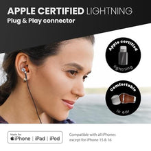 Load image into Gallery viewer, Symphonized Premium Wooden Lightning Headphones for iPhone 14, 13, or lower - Wired Earbuds Lightning Cord with Microphone &amp; Volume Control, iPhone Earphones Wired with Mic Apple MFI Certified (Black)_6859
