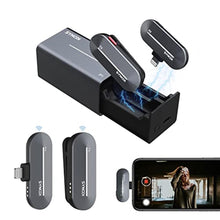Load image into Gallery viewer, SYNCO Wireless Lavalier Microphone for iPhone, P1L 2.4GHz Lapel Mic with Charging Case for iPhone Smartphone YouTube TIK Tok Live Streaming Vlog, Wireless-Lavalier-Microphone-iPhone, Blue_1
