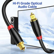 Load image into Gallery viewer, Syncwire Digital Optical Audio Cable (10 Feet) - [24K Gold-Plated, Ultra-Durable] Fiber Optic Toslink Male to Male Cord Optical Cables for Home Theater, Sound Bar, TV, PS4, Xbox, Playstation &amp; More, Balck_1709
