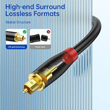 Load image into Gallery viewer, Syncwire Digital Optical Audio Cable (10 Feet) - [24K Gold-Plated, Ultra-Durable] Fiber Optic Toslink Male to Male Cord Optical Cables for Home Theater, Sound Bar, TV, PS4, Xbox, Playstation &amp; More, Balck_1710
