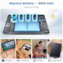 Load image into Gallery viewer, Tablet, Android 15 Tablet, 20GB RAM 128GB ROM 2TB Expansion, A733 8-Core Processor, 12 inch Large Touch Screen 2K Display, 5MP+13MP Camera, WiFi6, 8000mAh Battery, Support 20W Fast Charge, Metal Grey_99
