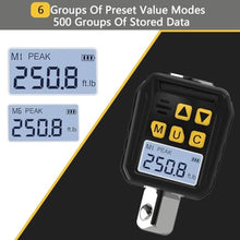 Load image into Gallery viewer, TAGVIT 1/2 Drive Digital Torque Adapter, 12.54-250.8 Ft-lb/17-340 Nm Digital Torque Adapter Set with 3/8" and 1/4" Adapters, Buzzer &amp; LED Flash Notification for Motorcycle Car Repair, Black_5451

