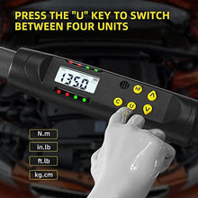 Load image into Gallery viewer, TAGVIT 1/2 Inch Drive Digital Torque Wrench, 12.5-250.8 Ft.lb/17-340 Nm Electronic Torque Wrench, 2% Accuracy with Preset Value, Data Storage, Buzzer and LED Flash Notification for Motorcycle, Car, BlackSilver_6870

