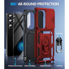 Load image into Gallery viewer, Taisairu for Samsung Galaxy S25 Ultra Case with Screen Protector &amp; Slide Camera Lens Cover, Built-in Magnetic Ring Stand Shockproof Protective Phone Case for Samsung S25 Ultra Case (Red)_2823
