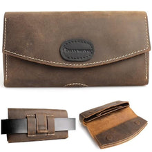 Load image into Gallery viewer, Tallywave Leather Phone Holster with Belt Clip for Galaxy S23,iPhone 14,14 Pro,Double Pockets Leather Belt Bag for Smartphone with Case,Cash and Cards,Flip Cellphone Pouch,L,Darkbrown_1
