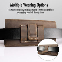 Load image into Gallery viewer, Tallywave Leather Phone Holster with Belt Clip for Galaxy S23,iPhone 14,14 Pro,Double Pockets Leather Belt Bag for Smartphone with Case,Cash and Cards,Flip Cellphone Pouch,L,Darkbrown_7775
