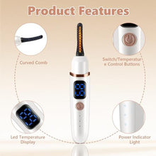 Load image into Gallery viewer, TatTech Heated Eyelash Curler, Electric Eyelash Curler 3 Temp Settings, White_84
