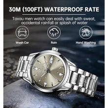 Load image into Gallery viewer, Taxau Men's Wrist Watches Waterproof Dress Watch for Men Analog Silver Watch Stainless Steel Band Grey Face Luxury Big Dail Large Wrist Watch for Gentlemen Luminous Hands Relojes Hombres, GreyFaceG_3587
