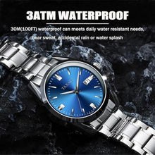 Load image into Gallery viewer, Taxau Mens Dress Watches Blue Face, Stainless Steel Silver Watch for Men, Waterproof Men's Wrist Watch, Analog Quartz Casual Watch with Day Date Gift for Father's Day Anniversary Events, SilverBlue_3662
