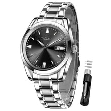 Load image into Gallery viewer, Taxau Mens Silver Watch Dress Watches for Men Black Face Mens Watch with Date Luxury Analog Quartz Stainless Steel Waterproof Man Watch Classic Elegant Simple Relojes para Hombres, BlackFaceG_1
