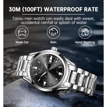 Load image into Gallery viewer, Taxau Mens Silver Watch Dress Watches for Men Black Face Mens Watch with Date Luxury Analog Quartz Stainless Steel Waterproof Man Watch Classic Elegant Simple Relojes para Hombres, BlackFaceG_3619
