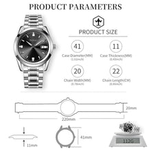 Load image into Gallery viewer, Taxau Mens Silver Watch Dress Watches for Men Black Face Mens Watch with Date Luxury Analog Quartz Stainless Steel Waterproof Man Watch Classic Elegant Simple Relojes para Hombres, BlackFaceG_3622
