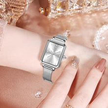 Load image into Gallery viewer, Taxau Stainless Steel Watches for Women,Classisc Dial Mesh Bractelet Ladies for Small Wrists Rectangle Face,Exquisite Crown,Vintage Waterproof,reloj para Mujer, Silver Band White Face-8103, Square, SilverBandWhiteFace_3622
