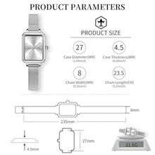 Load image into Gallery viewer, Taxau Stainless Steel Watches for Women,Classisc Dial Mesh Bractelet Ladies for Small Wrists Rectangle Face,Exquisite Crown,Vintage Waterproof,reloj para Mujer, Silver Band White Face-8103, Square, SilverBandWhiteFace_3623
