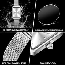 Load image into Gallery viewer, Taxau Stainless Steel Watches for Women,Classisc Dial Mesh Bractelet Ladies for Small Wrists Rectangle Face,Exquisite Crown,Vintage Waterproof,reloj para Mujer, Silver Band White Face-8103, Square, SilverBandWhiteFace_3624

